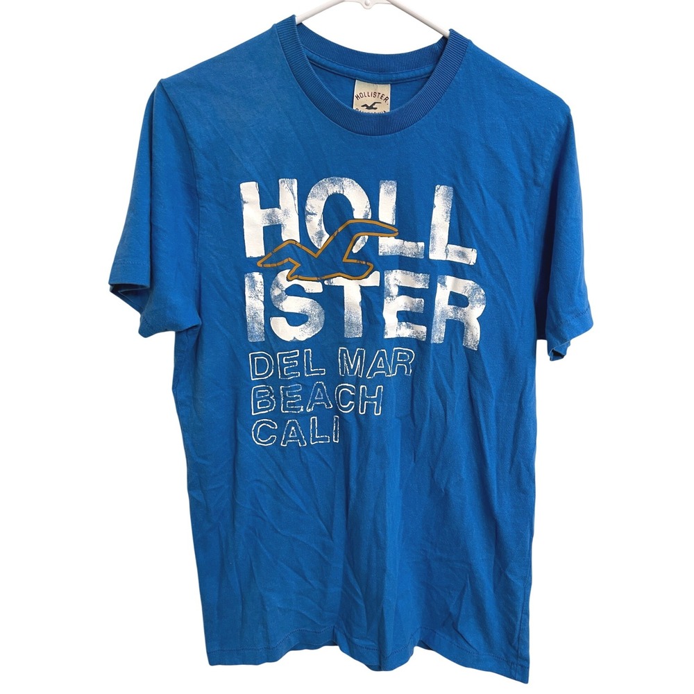 Vintage Y2K Hollister Del Mar Beach Graphic T Shirt M Surf Skater Blue